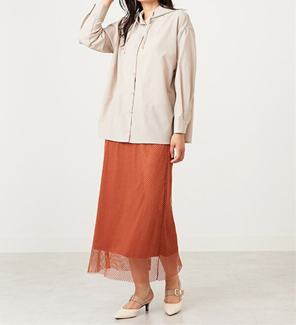 BELLUNA（ベルーナ）の「シアー素材フードデザインシャツ（シャツ）」｜詳細画像