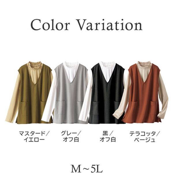 BELLUNA（ベルーナ）の「シャーリング衿ベストアンサンブル（アンサンブル）」｜詳細画像