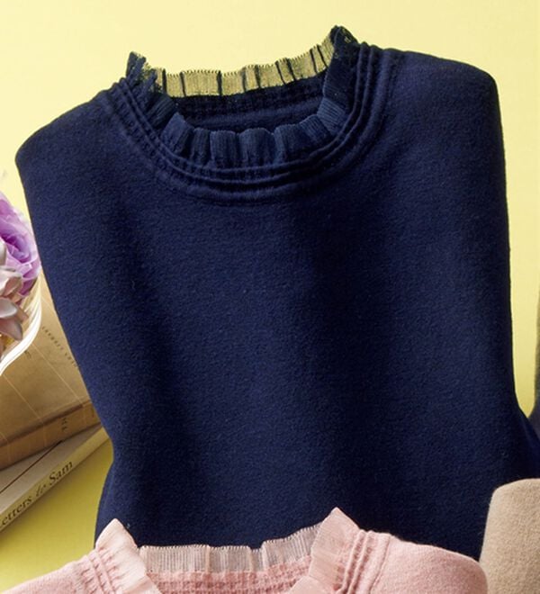 ルフラン（ルフラン）の「顔まわりで彩る＊デザイン衿ニット（ニット・セーター）」｜ネイビー