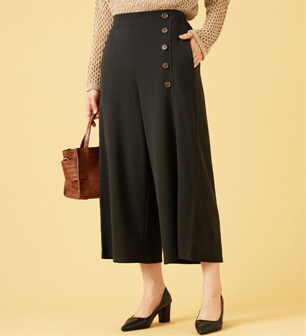 BELLUNA（ベルーナ）の「ジョーゼット素材サイドボタンワイドパンツ（ワイドパンツ・ガウチョ）」｜詳細画像