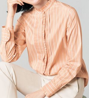 VINNO（ヴィノ）の「綿ストライプフリル衿ブラウス（ブラウス）」｜詳細画像