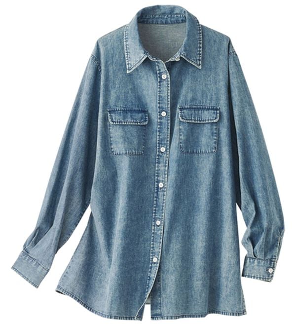 BELLUNA（ベルーナ）の「Ｇジャン未満の軽やかライトオンスデニムシャツ（シャツ）」｜詳細画像