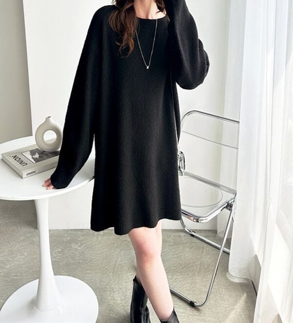 GeeRA（ジーラ）の「ボートネックミニ丈ニットワンピース（ニットワンピース）」｜詳細画像