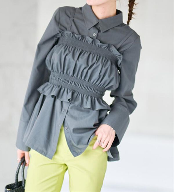 RANAN（ラナン）の「ビスチェ&times;レギュラーカラーシャツ（シャツ）」｜詳細画像