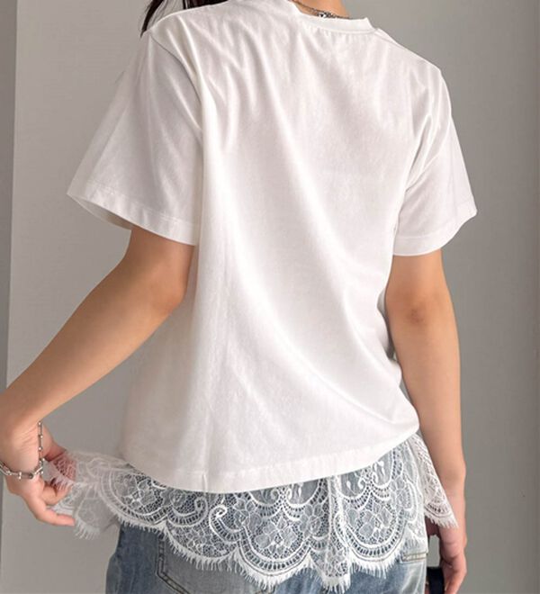 RANAN（ラナン）の「レースレイヤードコンパクトTシャツ（Tシャツ）」｜詳細画像