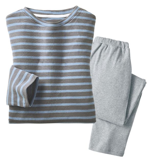 LAVIENNE（ラヴィエンヌ）の「【とろける肌心地】綿１００％やわらかスムースパジャマ（パジャマ・ルームウェア）」｜グレーサックス