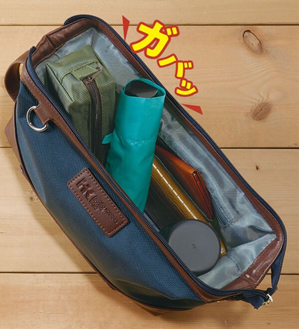 「＜ヒロココシノオムベーシック＞大きく開き、中が見やすいショルダーバッグ（メンズショルダーバッグ）」｜詳細画像