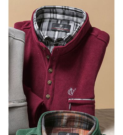 「＜コムルヴァン・オム＞着心地安心のダブル衿トレーナー（メンズトレーナー）」