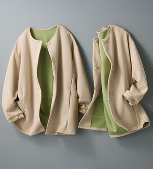 BELLUNA（ベルーナ）の「＜ａｉｒｙ　ｊｅｒｓｅｙ＞配色コクーンジャケット（ノーカラージャケット）」｜詳細画像