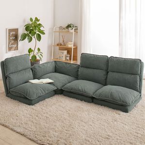 iellio（イエリオ）の「リクライニングフロアコーナーソファ＜ローソファ・ハイバック・リクライニングソファ・２人掛け・３人掛け・引っ越し・新生活＞（ソファ）」｜ハニカムチャコール