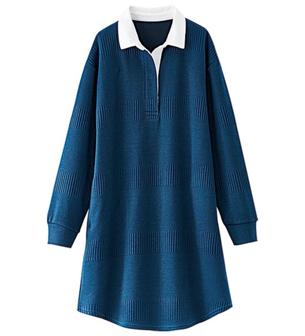 BELLUNA（ベルーナ）の「ボーダージャカード素材ラガーシャツワンピース（カットソーワンピース）」｜詳細画像