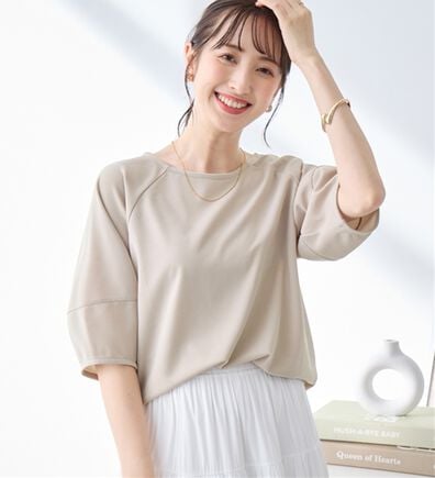 alotta（アロッタ）の「【接触冷感】さらっと上品ランタンスリーブカットソー（カットソー）」
