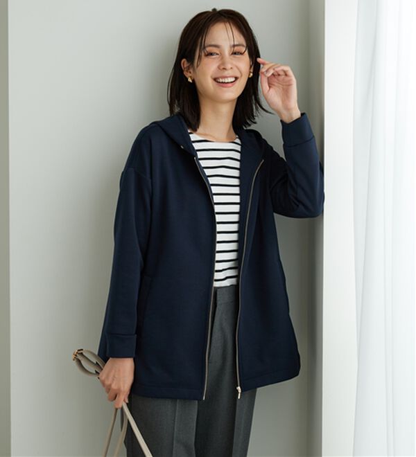 BELLUNA（ベルーナ）の「フードデザインとろみ素材ジップアップパーカー（パーカー）」｜詳細画像