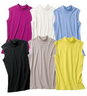 LAVIENNE（ラヴィエンヌ）の「【６色組】＜カラフルコットン＞綿１００％スリーブレスハイネックプルオーバー（肌着・インナーウェア）」｜詳細画像