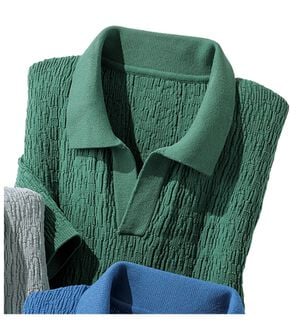 「【おじフェス着用】着映えニットポロ（メンズニット・セーター）」｜グリーン