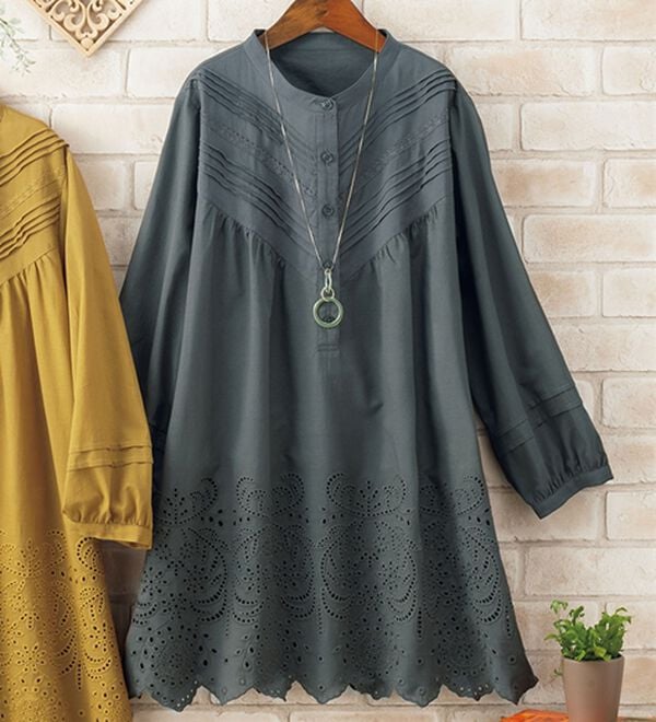 ルフラン（ルフラン）の「スカラップレース使いの美人ブラウス（ブラウス）」｜チャコール