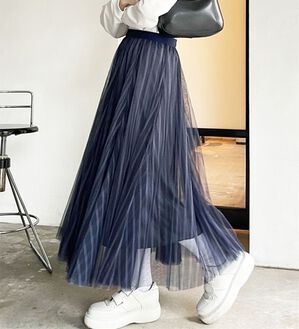 GeeRA（ジーラ）の「フレアーチュールロングスカート（ロングスカート）」｜ネイビー系ストライプ