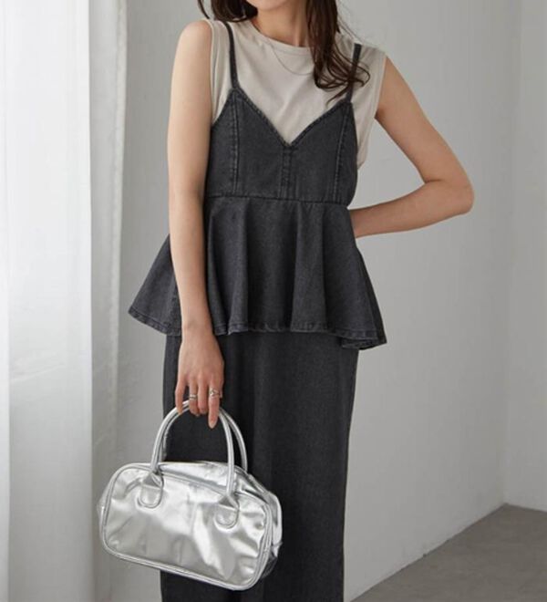 RANAN（ラナン）の「デニムペプラムキャミワンピース（ロングワンピース）」｜詳細画像