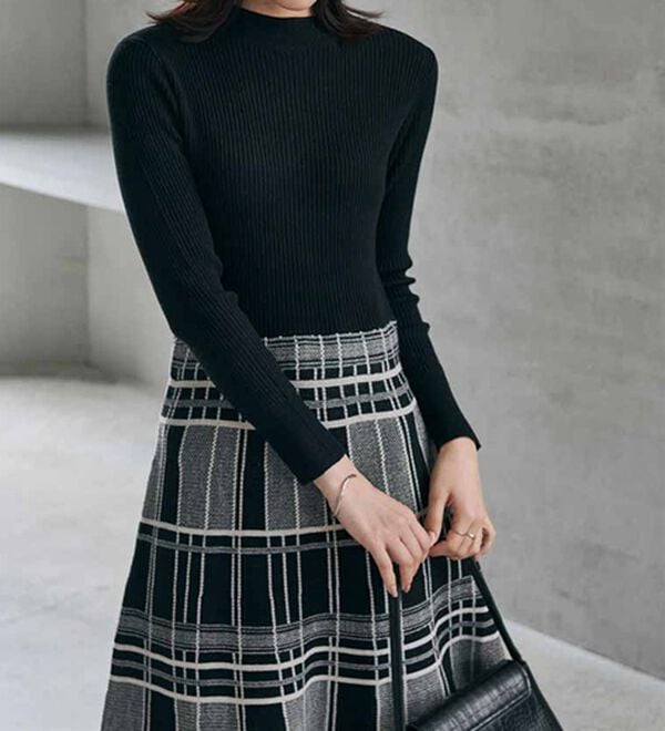 RANAN（ラナン）の「チェックジャカードニットワンピース（ニットワンピース）」｜詳細画像