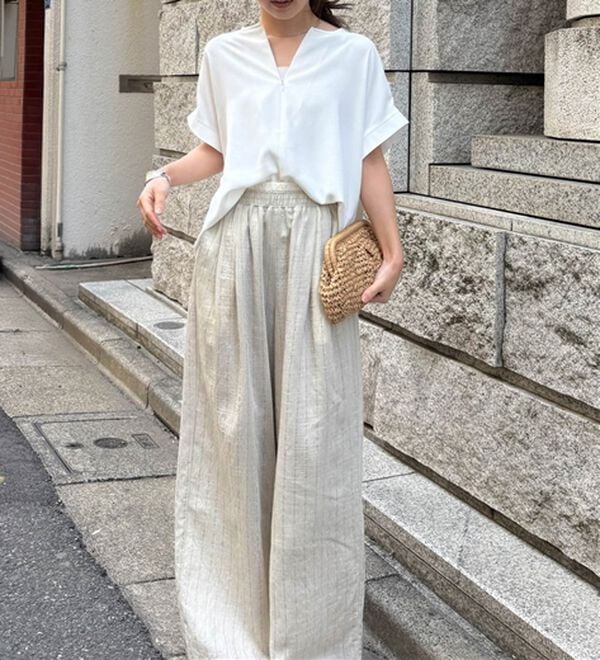 RANAN（ラナン）の「【汗シミ防止】ひんやり&防シワ前後2WAYハーフジップブラウス（ブラウス）」｜詳細画像