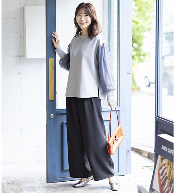 BELLUNA（ベルーナ）の「袖チュールデザインプルオーバー（カットソー）」｜詳細画像