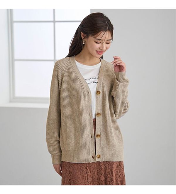 BELLUNA（ベルーナ）の「エコ素材ゆったりあぜ編ニットカーディガン（ニットカーディガン）」｜詳細画像