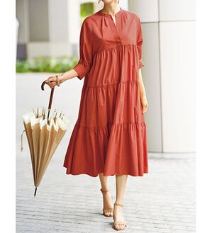 BELLUNA（ベルーナ）の「快適！はっ水加工ティアードワンピース（その他ワンピース）」｜テラコッタ