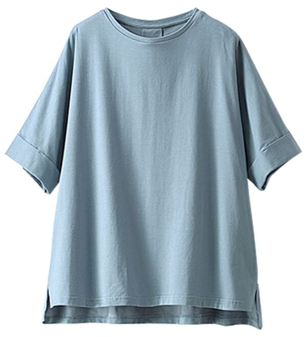 BELLUNA（ベルーナ）の「ヒンヤリ実感！大人顔サマ見えゆったりＴシャツ（Tシャツ）」｜スモークブルー