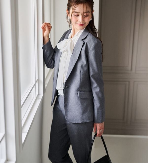 RANAN（ラナン）の「【選べる衿】洗える！春夏ロングシーズン着用可能ベーシック２点ライトスーツ（パンツスーツ）」｜詳細画像