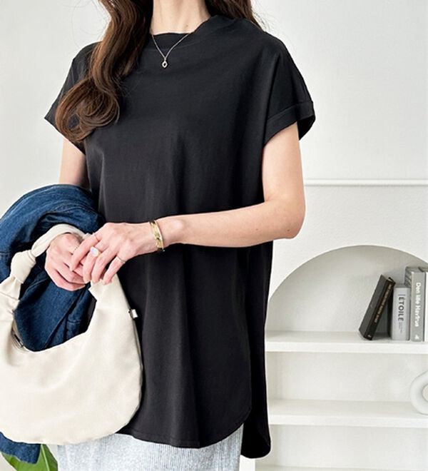 GeeRA（ジーラ）の「綿１００％フレンチスリーブチュニックＴシャツ（カットソー）」｜詳細画像