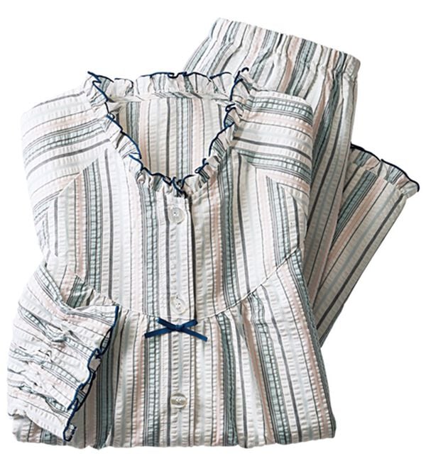 LAVIENNE（ラヴィエンヌ）の「サラッと涼感、綿１００％サッカーパジャマ（パジャマ・ルームウェア）」｜詳細画像