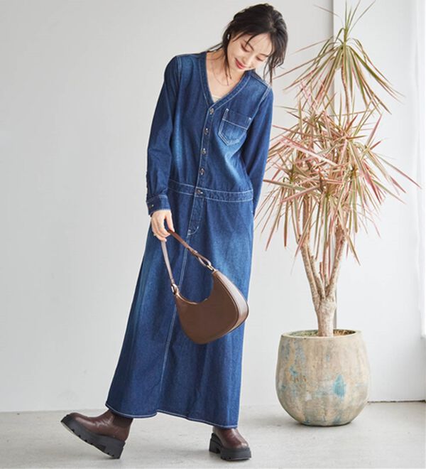 RANAN（ラナン）の「ロング丈デザインデニムワンピース（その他ワンピース）」｜詳細画像