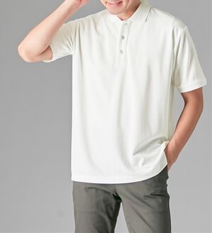REMEN'S（リメンズ）の「【４つの機能付】カットジョーゼットポロシャツ（メンズポロシャツ）」｜オフホワイト