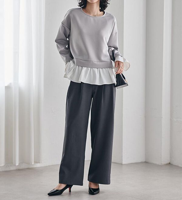 RANAN（ラナン）の「＜ＨＳ＞重ね着風配色フリルプルオーバー（カットソー）」｜詳細画像