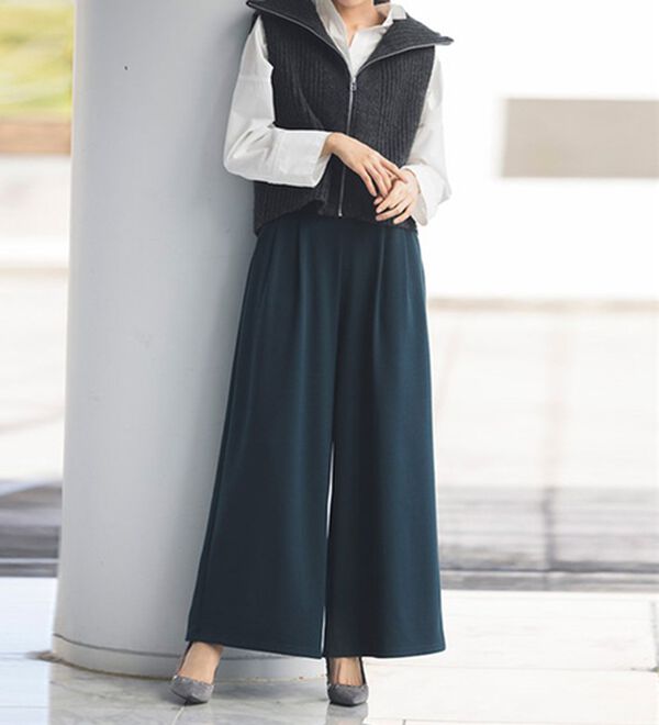 RANAN（ラナン）の「柔らかあったか！裏起毛ロングフレアガウチョパンツ（フルレングスパンツ）」｜詳細画像