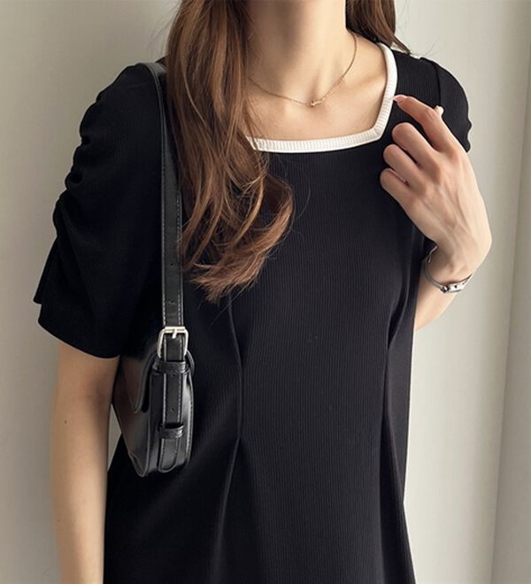 GeeRA（ジーラ）の「バックオープン配色リブワンピース（その他ワンピース）」｜詳細画像