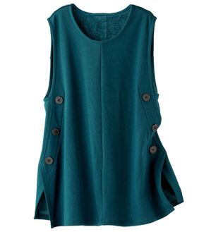 BELLUNA（ベルーナ）の「まるで着る毛布！裏ファーボタン使いベスト（ベスト）」｜ターコイズ