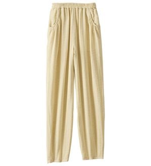 BELLUNA（ベルーナ）の「綿麻ダブルガーゼポッケギャザーパンツ（フルレングスパンツ）」｜アイボリー