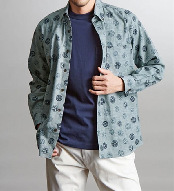 「国産　粋な大人の京染和柄シャツ（メンズシャツ）」｜詳細画像