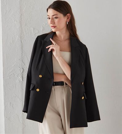 RANAN（ラナン）の「洗える！ゴールド調ボタンWテーラードジャケット（テーラードジャケット）」