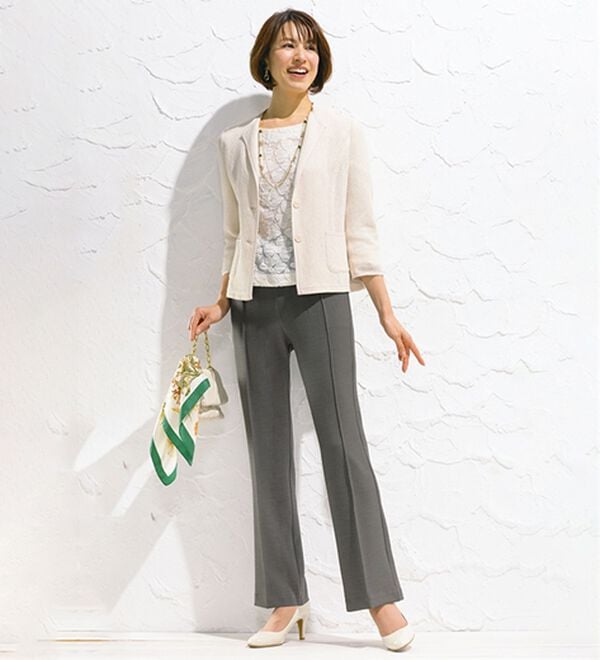 ルフラン（ルフラン）の「【３本組】日本製涼やかストレッチパンツ（フルレングスパンツ）」｜詳細画像