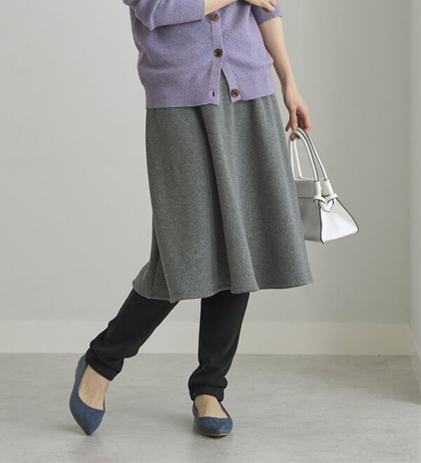 BELLUNA（ベルーナ）の「まるではく毛布！静電防止付レギンス付スカート（フルレングスパンツ）」｜杢チャコール