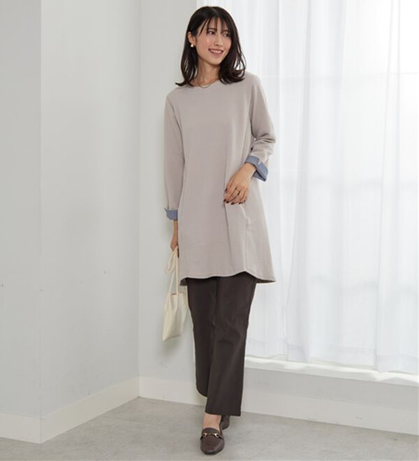 BELLUNA（ベルーナ）の「後ろボタンボーダージャカードワンピース（その他ワンピース）」｜詳細画像