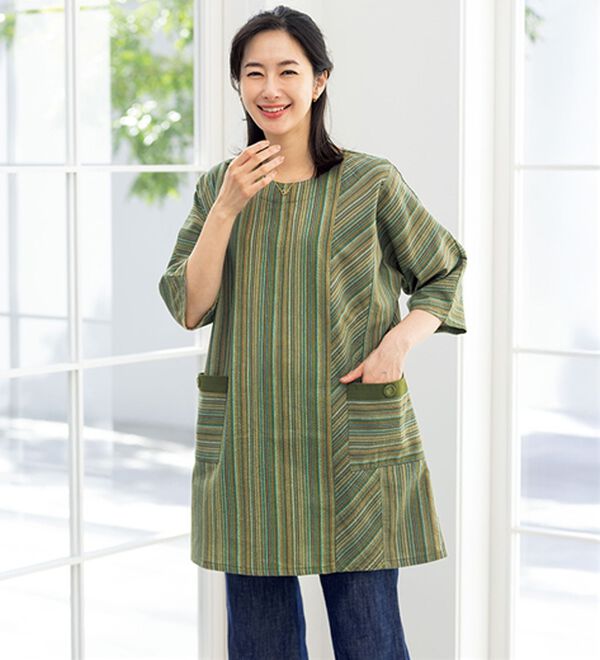 ルフラン（ルフラン）の「【３色組】しじら調リラックスカフタン（パジャマ・ルームウェア）」｜詳細画像