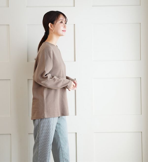 A HAPPY MARILYN（アハッピーマリリン）の「【Ｍ～８Ｌ】名品！「３つのシルエット」と「長袖／半袖」から選べる 綿混 ベーシック Ｔシャツ（Tシャツ）」｜詳細画像