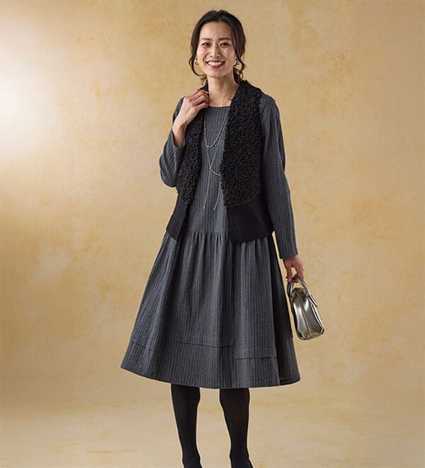 BELLUNA（ベルーナ）の「プードルファー切替ニットベスト（ベスト）」｜詳細画像