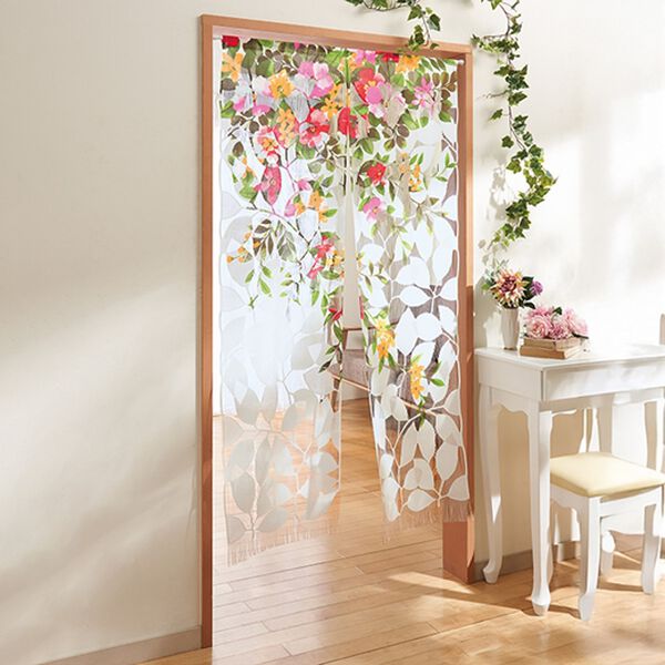 「風水カラーレースのれん（のれん・間仕切り・カフェカーテン）」｜トロピカルフラワー