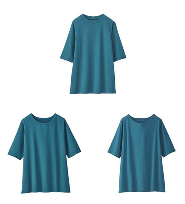 BELLUNA（ベルーナ）の「綿１００％抗菌防臭汗ジミ対策プルオーバー（カットソー）」｜ブルーグリーン