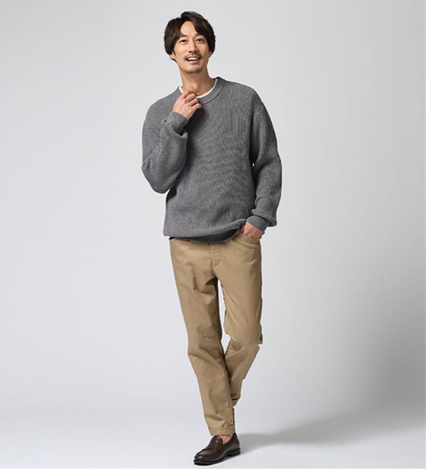 REMEN'S（リメンズ）の「【洗える】やわらかタッチ畦編みクルーネックセーター（メンズニット・セーター）」｜詳細画像