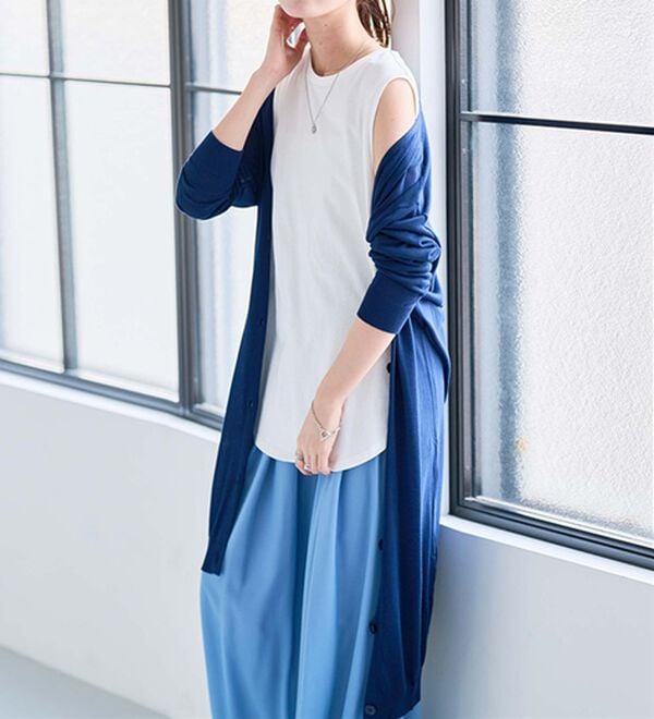 RANAN（ラナン）の「ロング丈Ｖネックニットカーデ（ニットカーディガン）」｜詳細画像